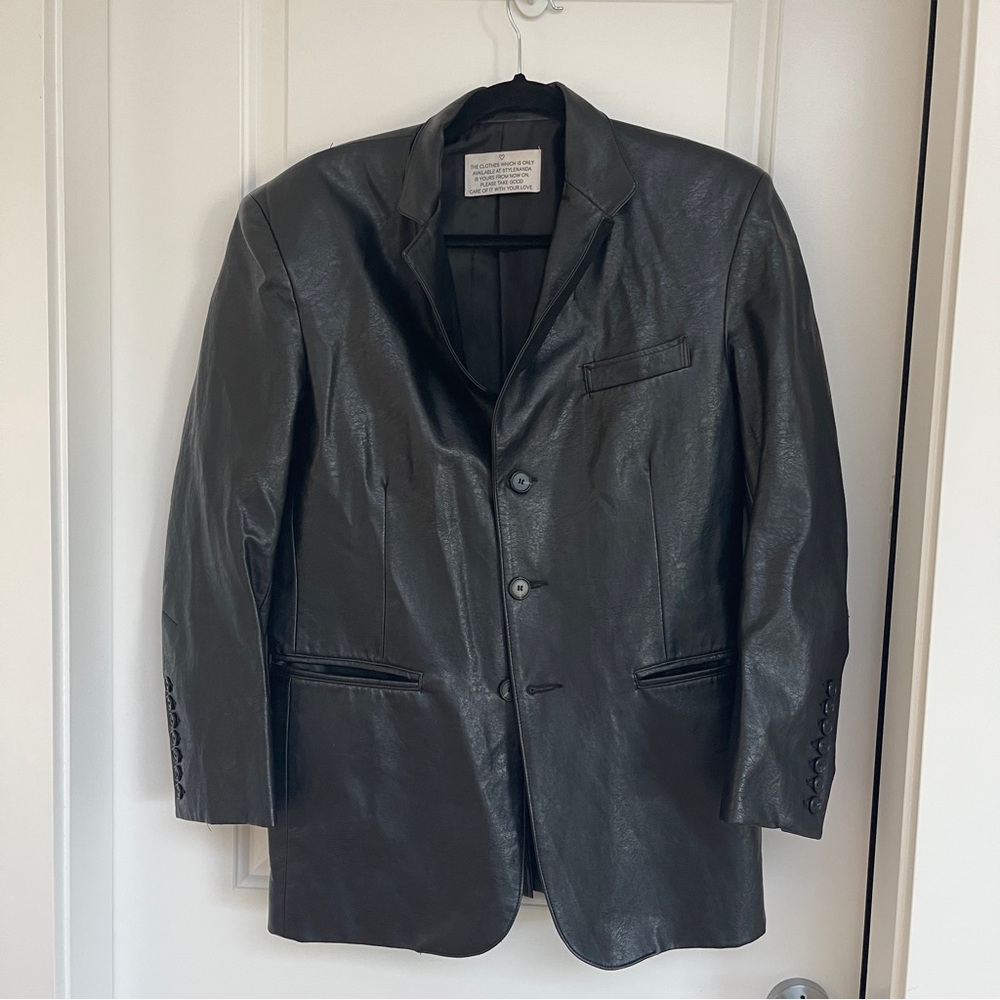 Oversized Faux Leather Blazer